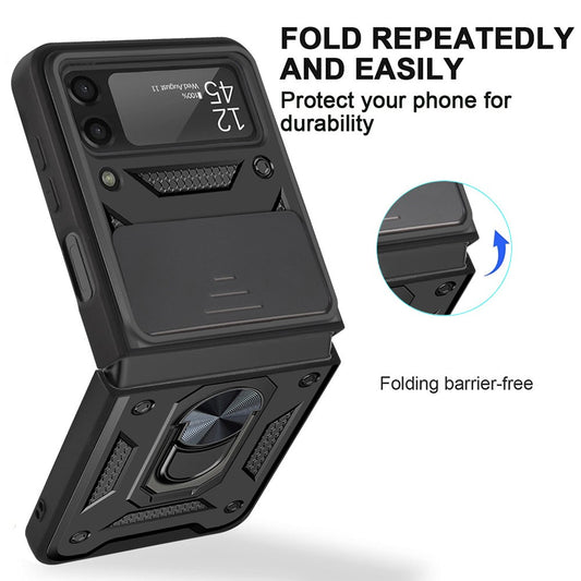 Galaxy Z Flip3 5G – Magnetische Handyhülle aus Kunststoff und TPU, mit Ständer, mit Ringhalter, mit Kameraschutz