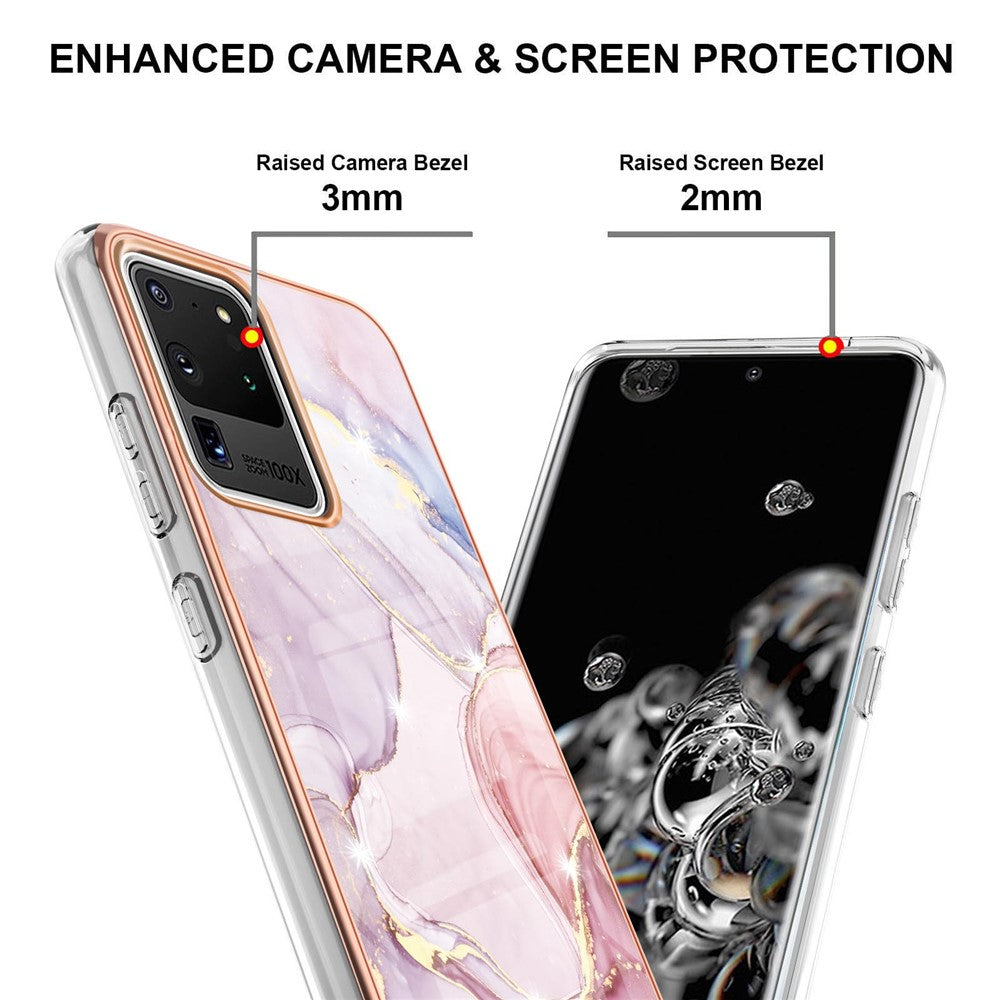 Galaxy S20 Ultra Schutzhülle – Mit Marmormuster 2,0 mm Galvanik-Rückseite