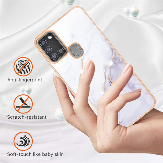 Galaxy A21s Weiche Schutzhülle mit Marmor-Design & veredeltem Rahmen