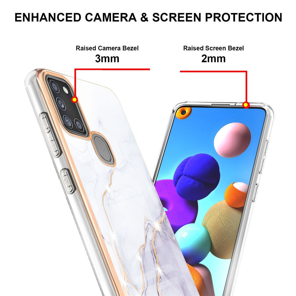 Galaxy A21s Weiche Schutzhülle mit Marmor-Design & veredeltem Rahmen