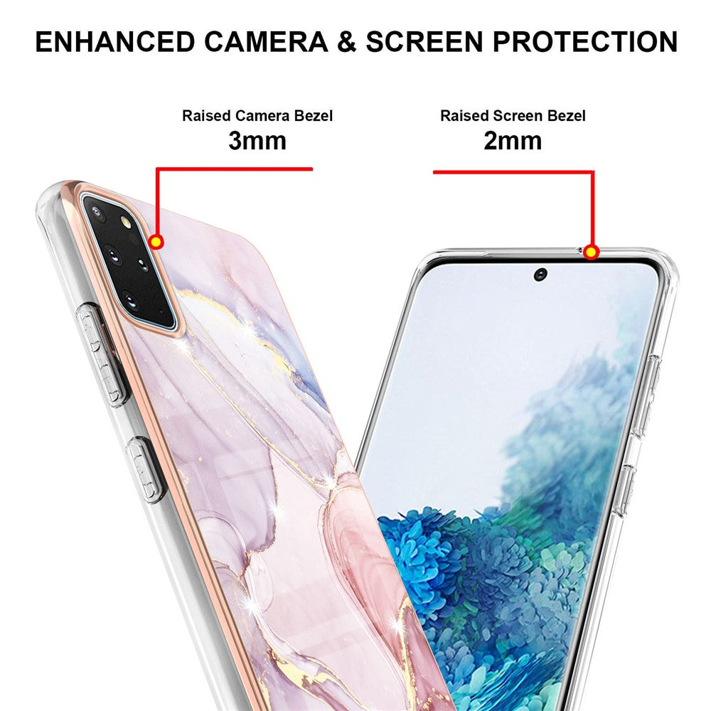 Galaxy S20 Plus 4G/5G Schutzhülle – Mit Marmormuster 2,0 mm Galvanik-Rückseite