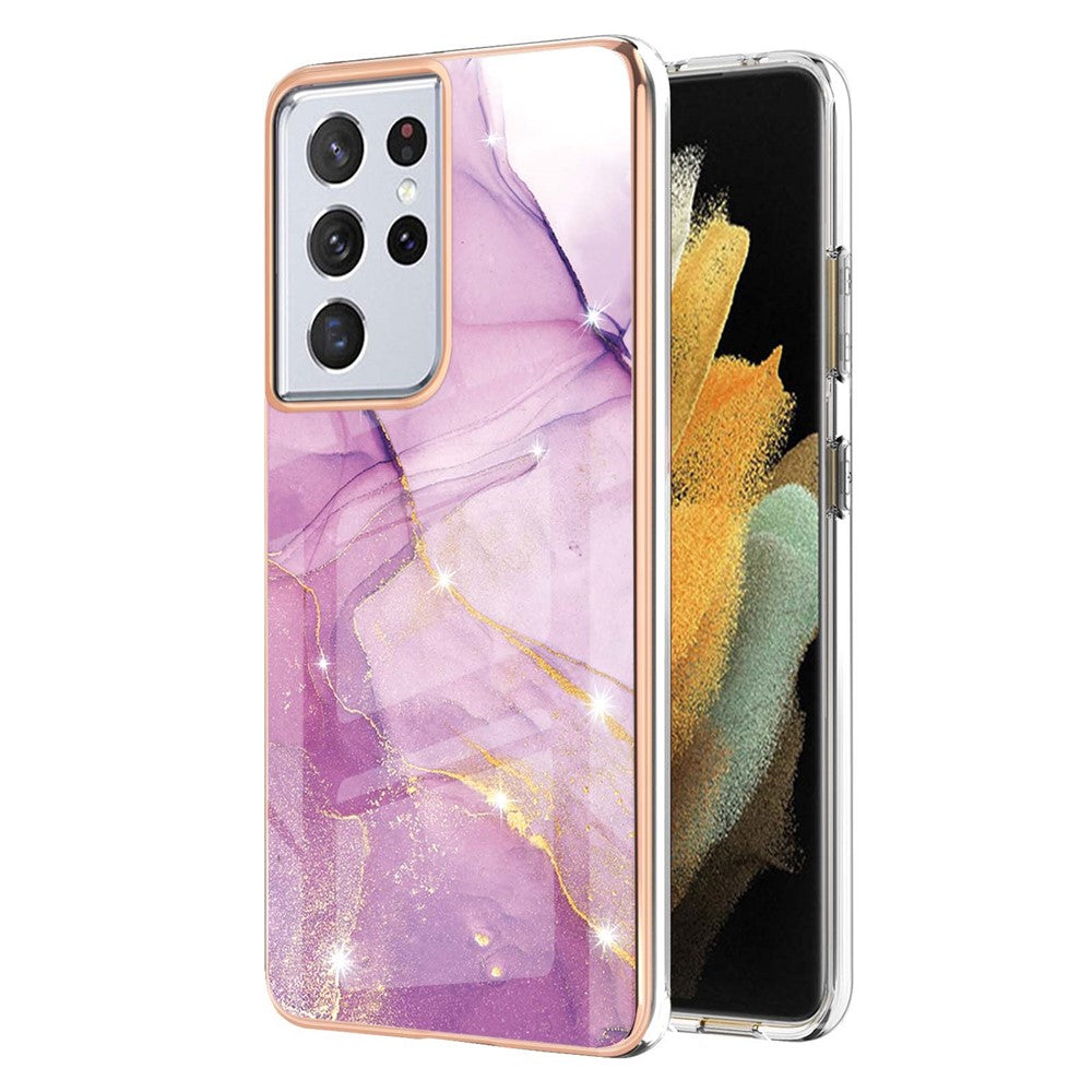 Galaxy S21 Ultra 5G Schutzhülle – Mit Marmormuster 2,0 mm Galvanik-Rückseite