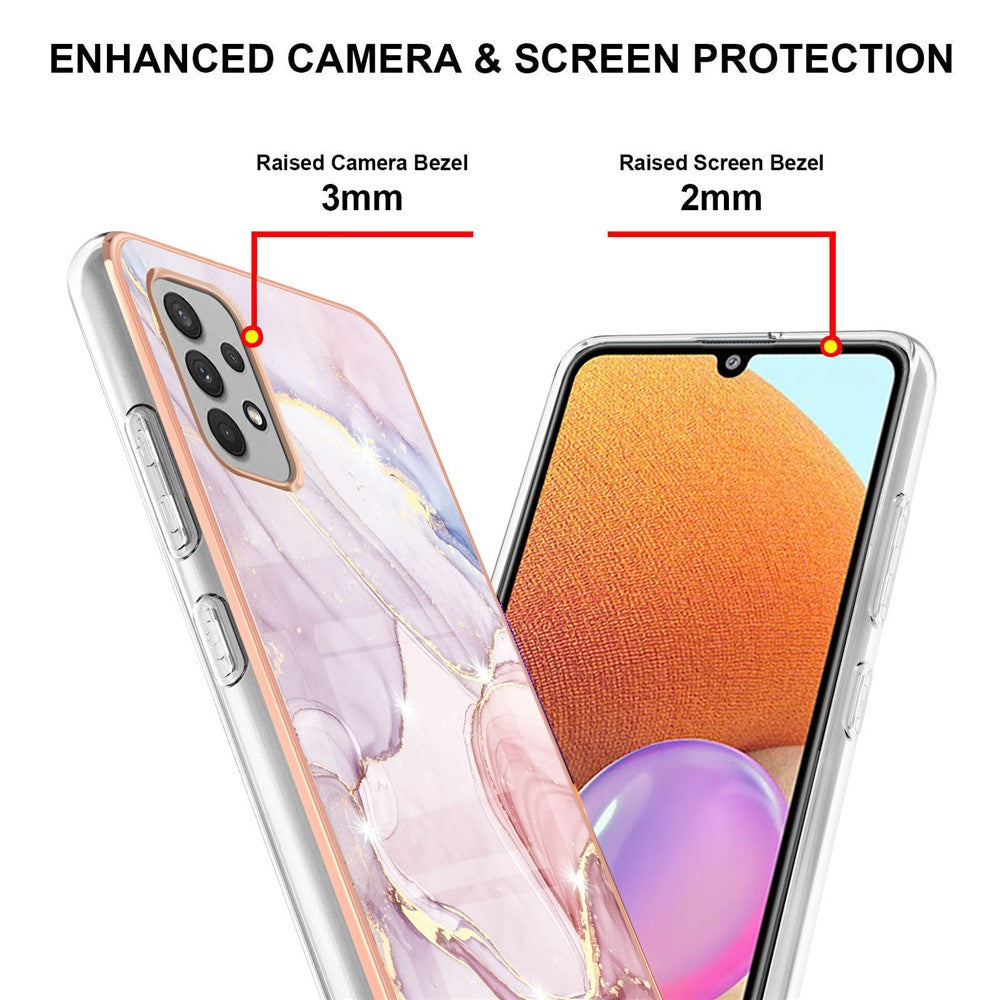 Galaxy A32 4G Schutzhülle – Mit Marmormuster 2,0 mm Galvanik-Rückseite
