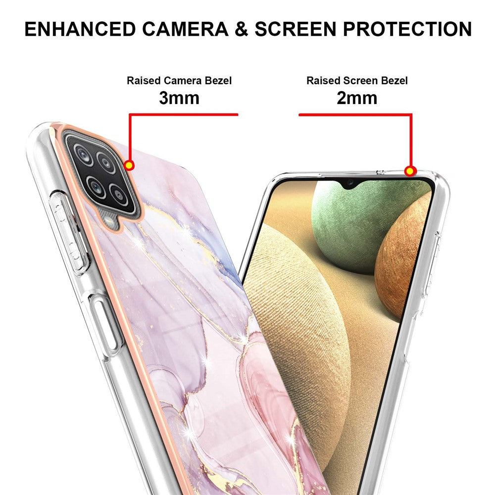 Galaxy A12 Schutzhülle – Mit Marmormuster 2,0 mm Galvanik-Rückseite