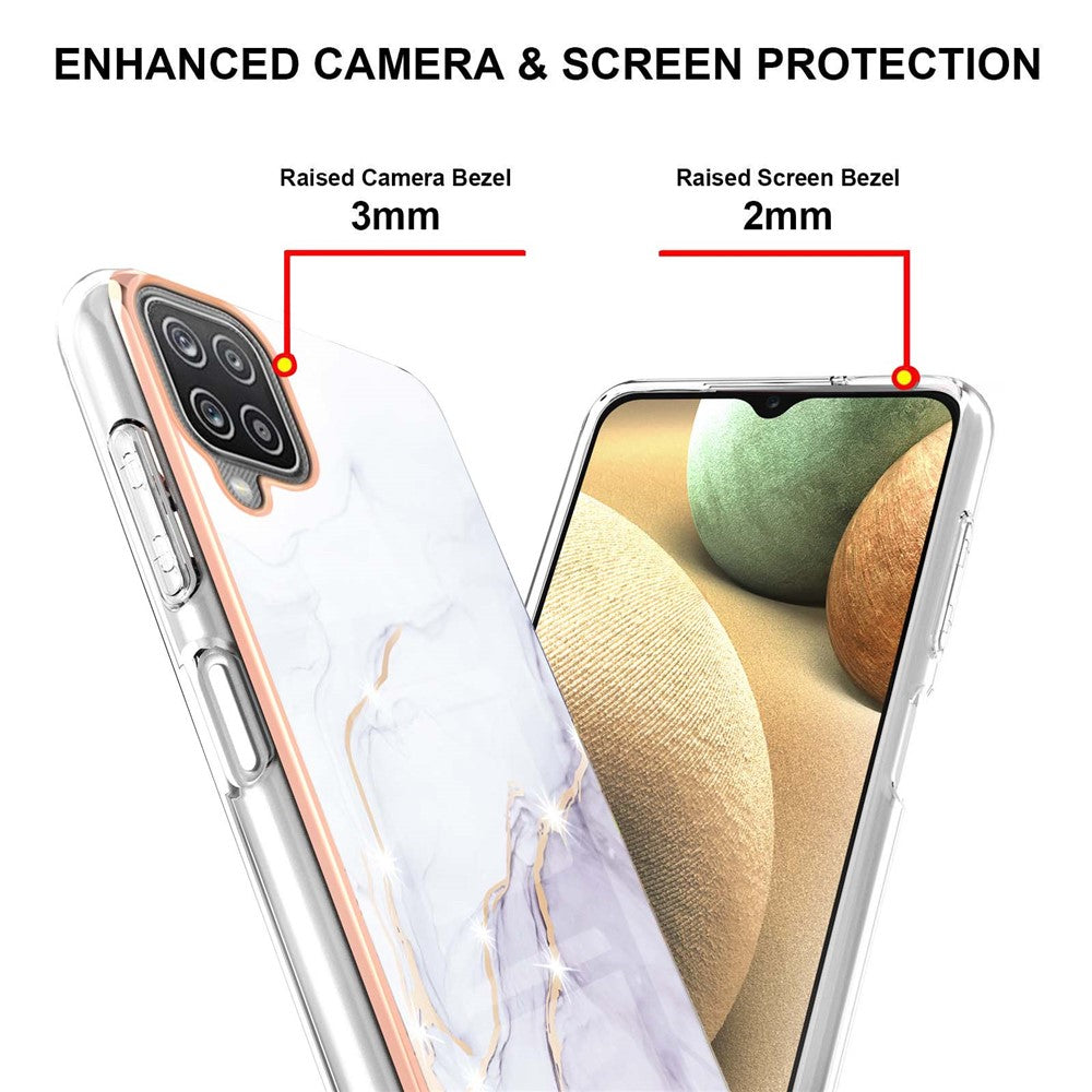 Galaxy A12 Schutzhülle – Mit Marmormuster 2,0 mm Galvanik-Rückseite
