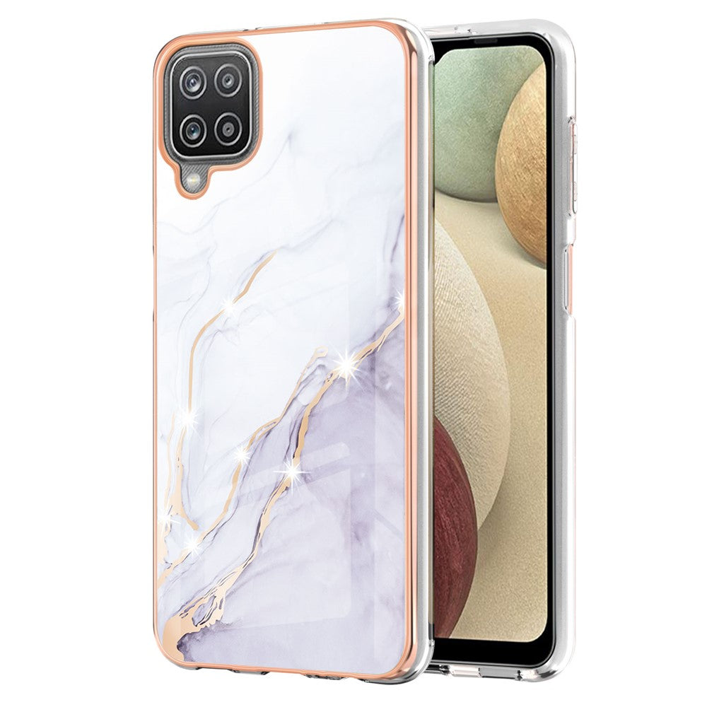 Galaxy A12 Schutzhülle – Mit Marmormuster 2,0 mm Galvanik-Rückseite