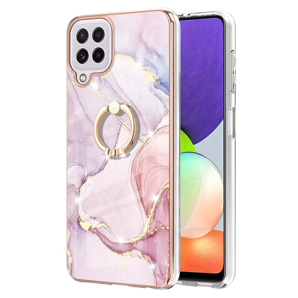 Galaxy A22 4G / M32 Flexible Schutzhülle mit Marmor-Design, Kickstand & veredeltem Rahmen