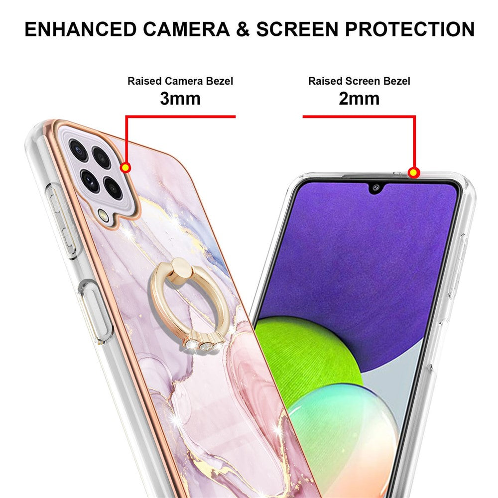 Galaxy A22 4G / M32 Flexible Schutzhülle mit Marmor-Design, Kickstand & veredeltem Rahmen
