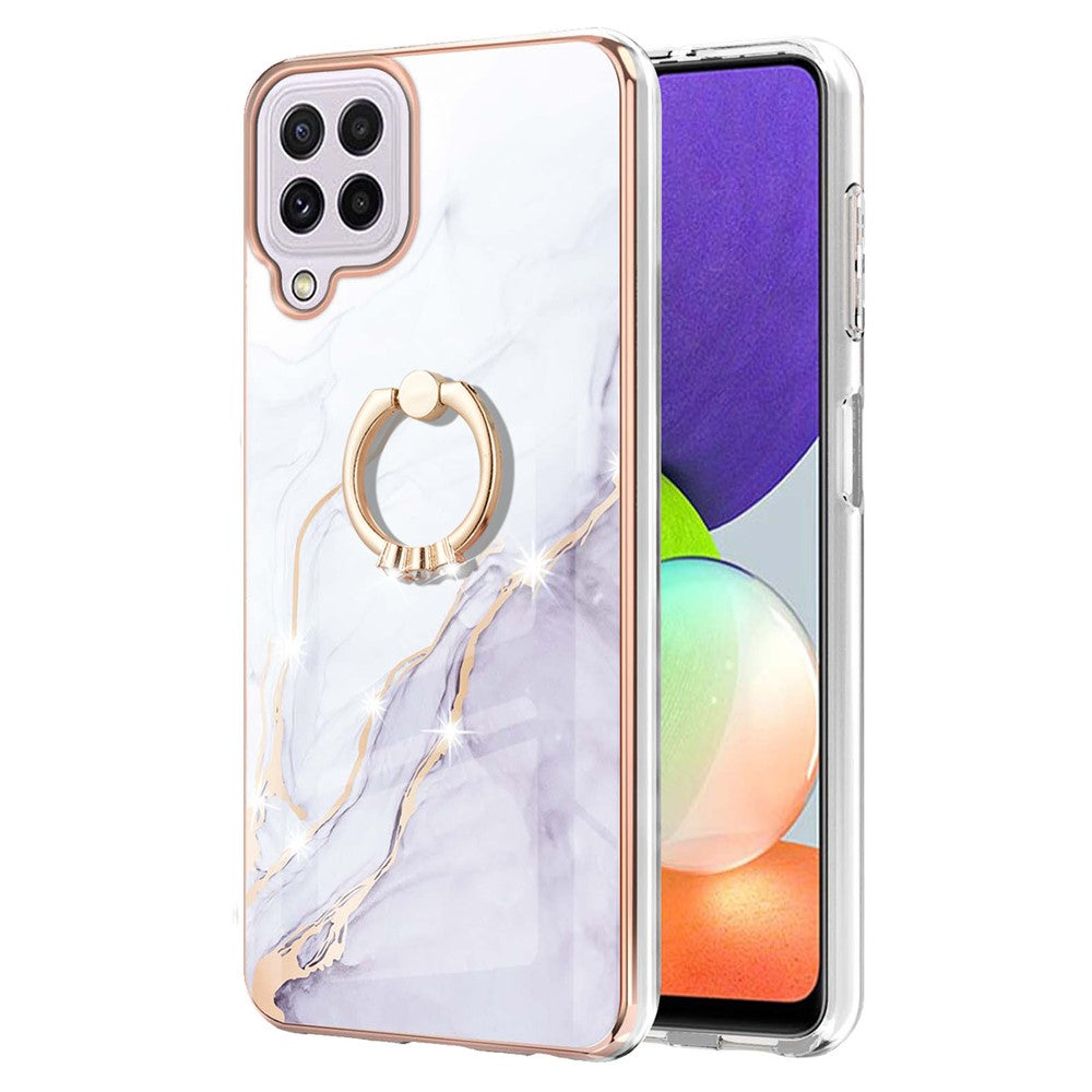 Galaxy A22 4G / M32 Flexible Schutzhülle mit Marmor-Design, Kickstand & veredeltem Rahmen