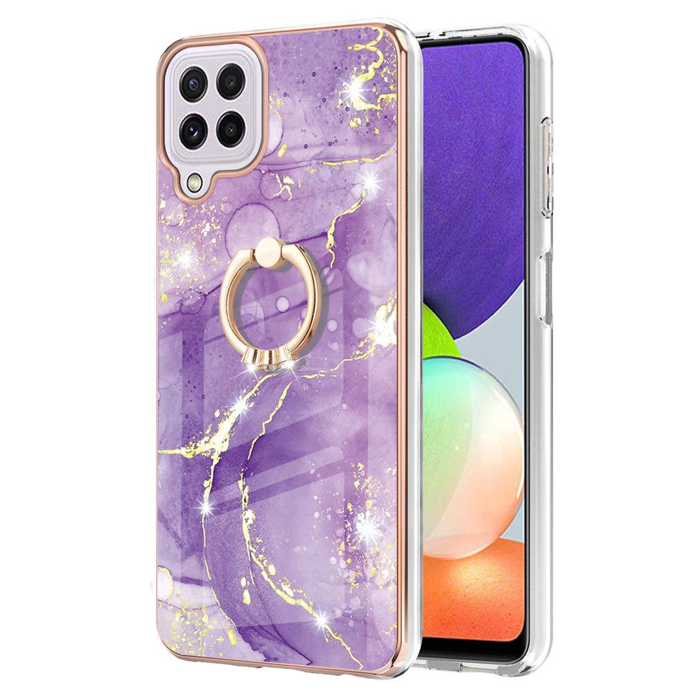 Galaxy A22 4G / M32 Flexible Schutzhülle mit Marmor-Design, Kickstand & veredeltem Rahmen