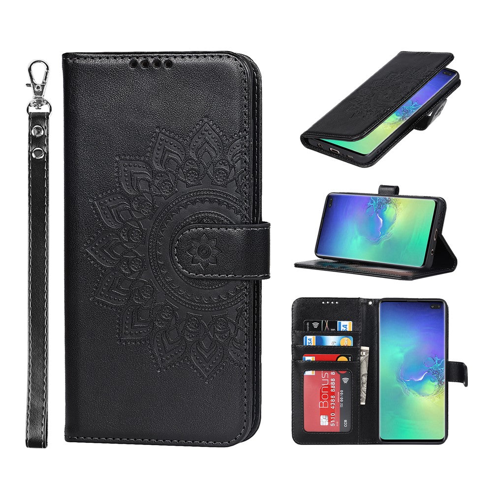 Galaxy S10 4G Wallet-Hülle – Mit Musterdruck, Kartenfächer & Riemen