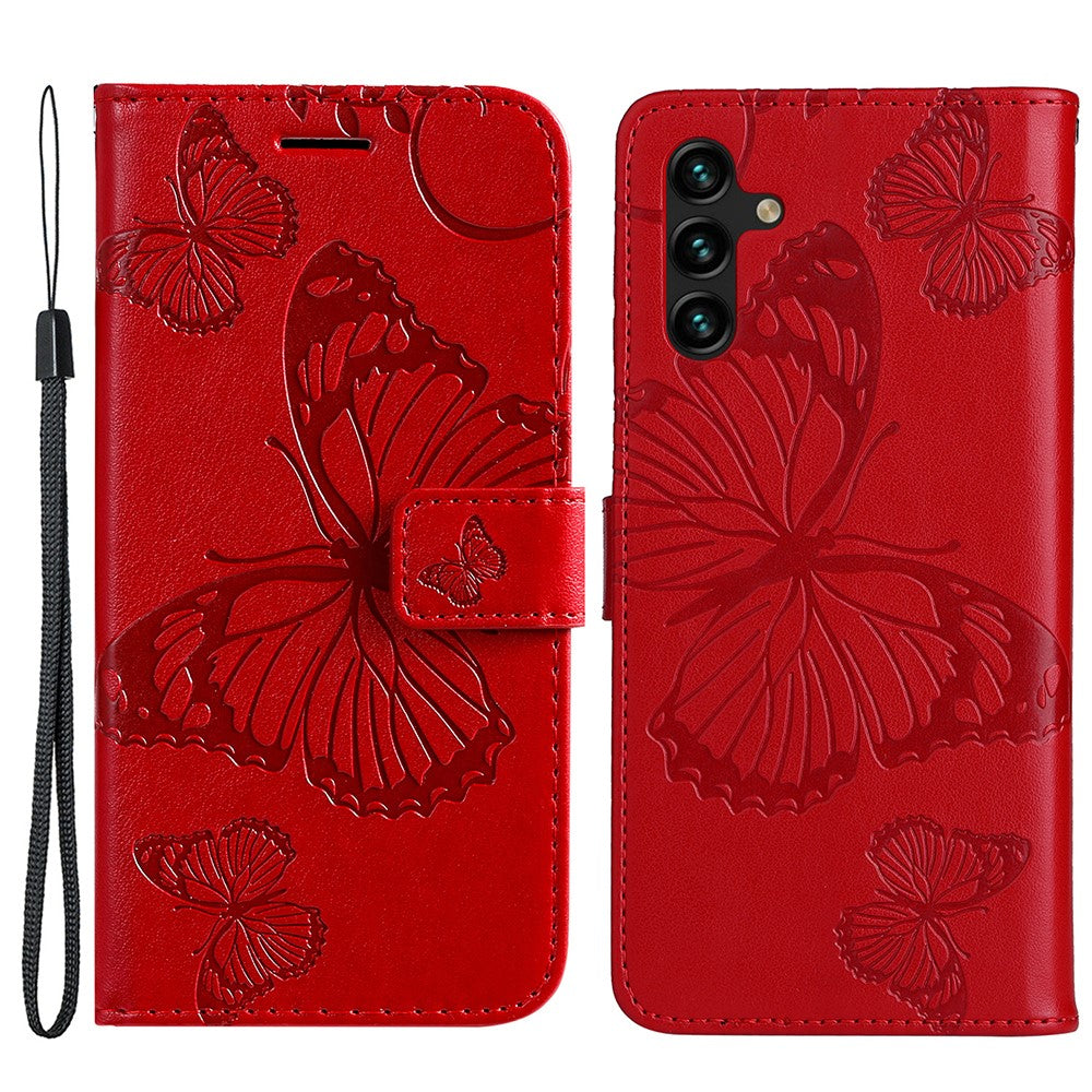 Galaxy A13 5G / A04s 4G Wallet-Hülle – Schmetterling Aufgedruckt & Mit Ständer und Riemen