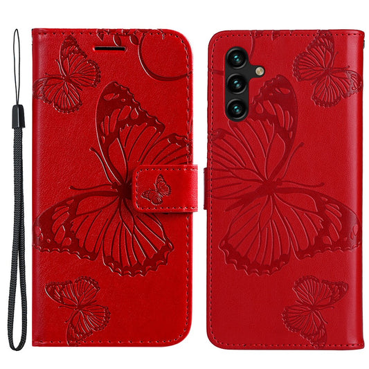 Galaxy A13 5G / A04s 4G Wallet-Hülle – Schmetterling Aufgedruckt & Mit Ständer und Riemen