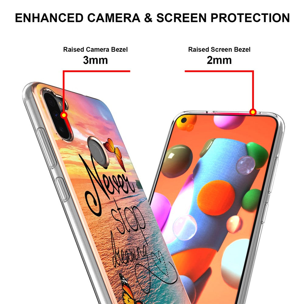 Galaxy M11/A11 Handyhülle – Marmor & mit veredeltem Rahmen