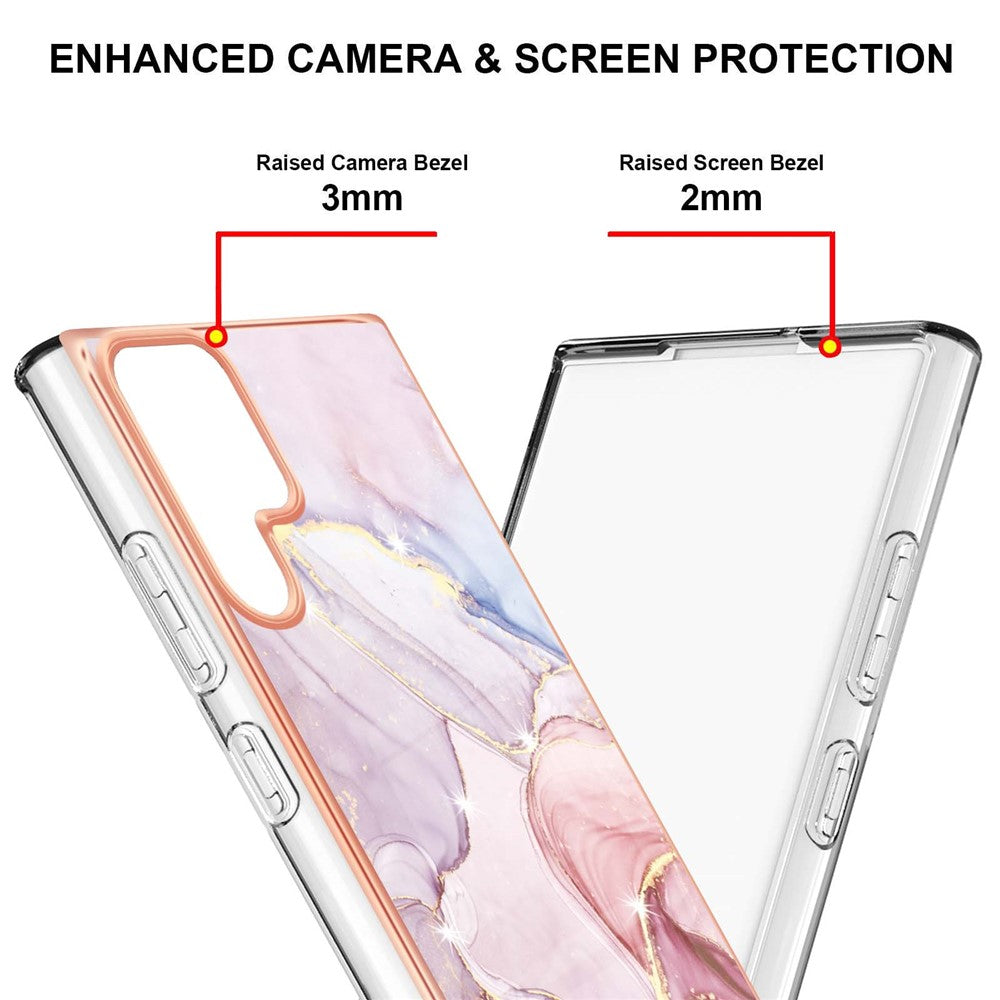 Galaxy S22 Ultra 5G Schutzhülle – Mit Marmormuster 2,0 mm Galvanik-Rückseite