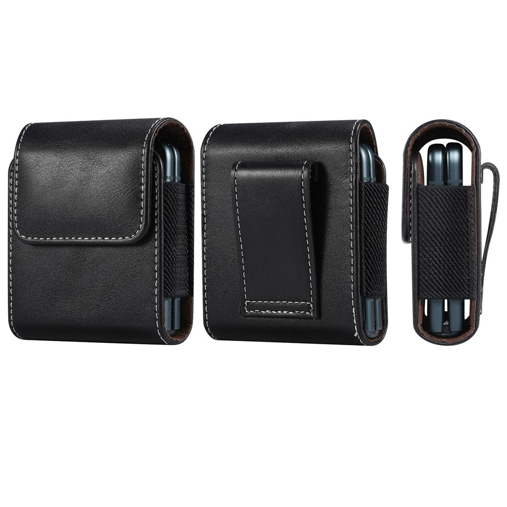 Microfiber Leather Vertical Flip Case Cell Phone Holster Belt Waist Bag for Samsung Galaxy Z Flip8 / Z Flip7 5G / Z Flip / Galaxy Z Flip3 5G / Motorola Razr 5G