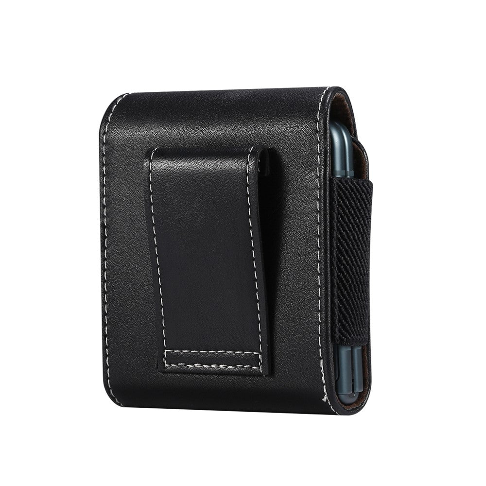 Microfiber Leather Vertical Flip Case Cell Phone Holster Belt Waist Bag for Samsung Galaxy Z Flip8 / Z Flip7 5G / Z Flip / Galaxy Z Flip3 5G / Motorola Razr 5G