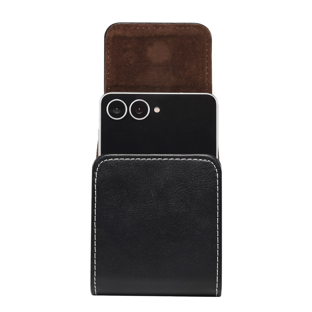 Microfiber Leather Vertical Flip Case Cell Phone Holster Belt Waist Bag for Samsung Galaxy Z Flip8 / Z Flip7 5G / Z Flip / Galaxy Z Flip3 5G / Motorola Razr 5G