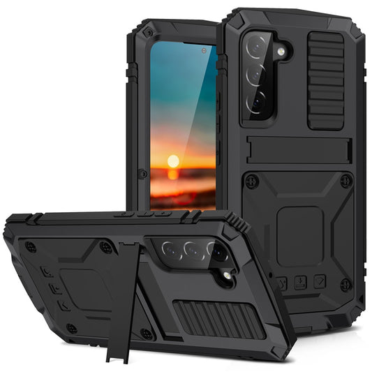 Galaxy S22 5G Schutzhülle – Stoßfest, staubdicht, mit gehärtetem Glas & Ständer
