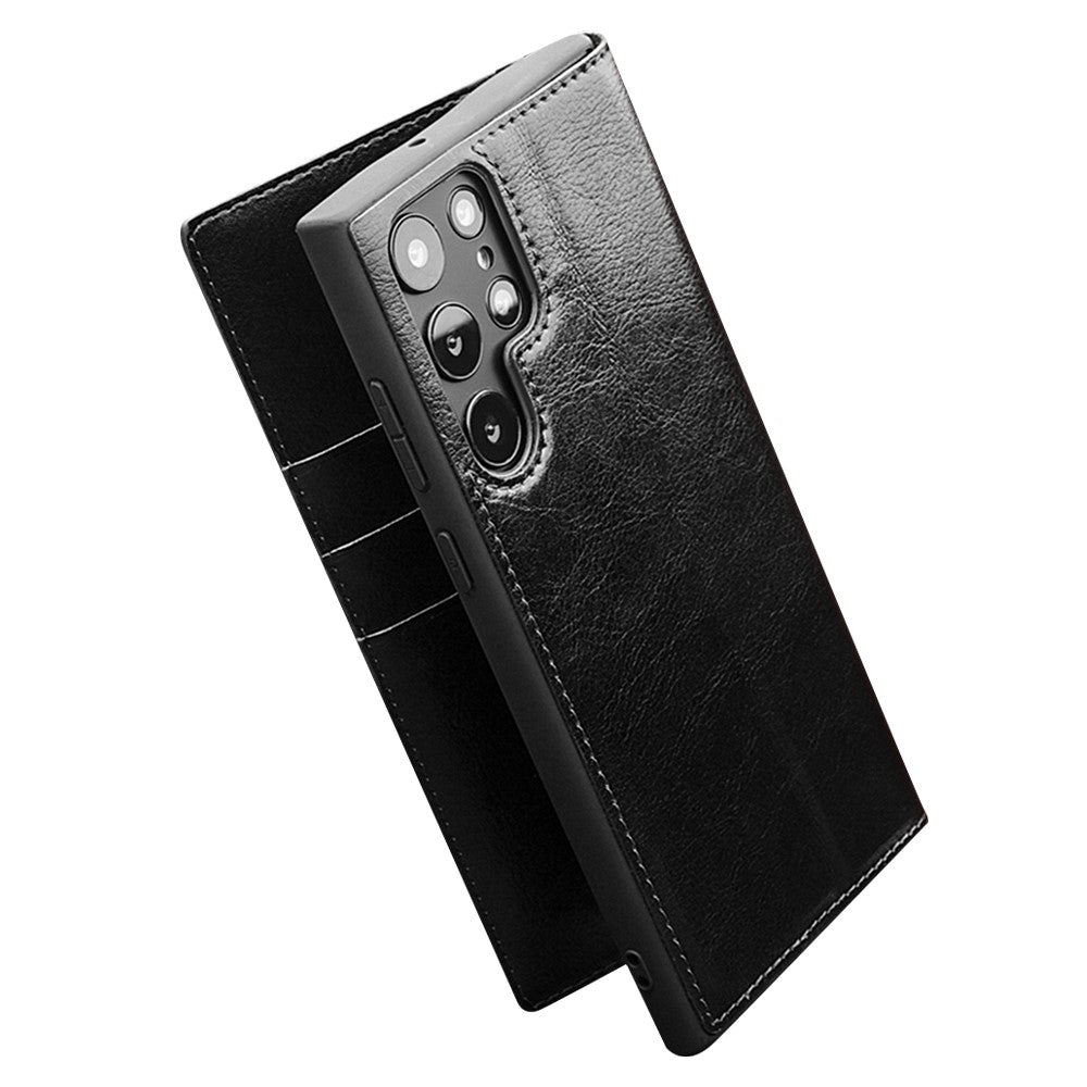 Galaxy S22 Ultra Echtleder-Handyhülle – Geldbörse & Standfunktion