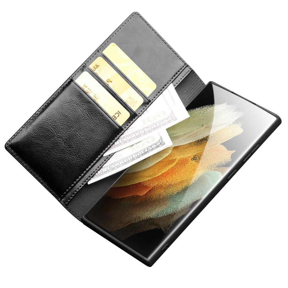 Galaxy S22 Ultra Echtleder-Handyhülle – Geldbörse & Standfunktion