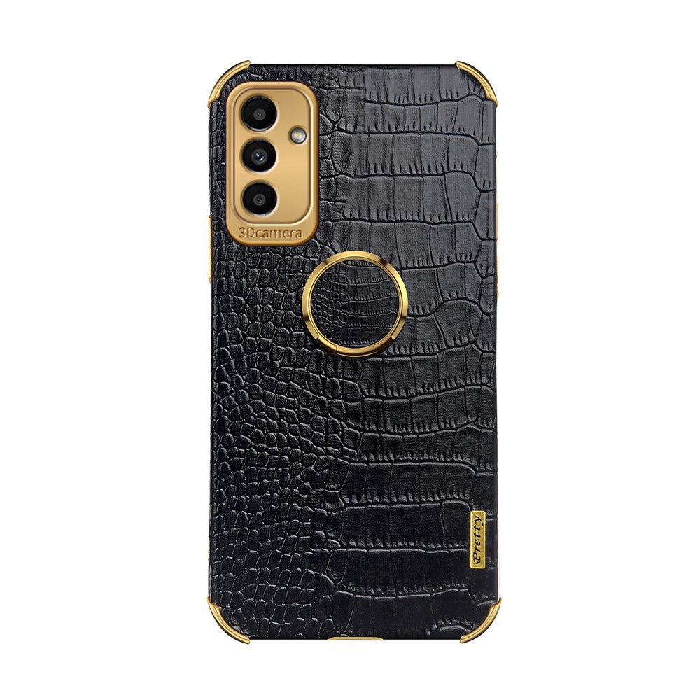 Galaxy A13 5G / A04s 4G Handyhülle – in Krokodil-Optik, veredeltem Rahmen & Ständer