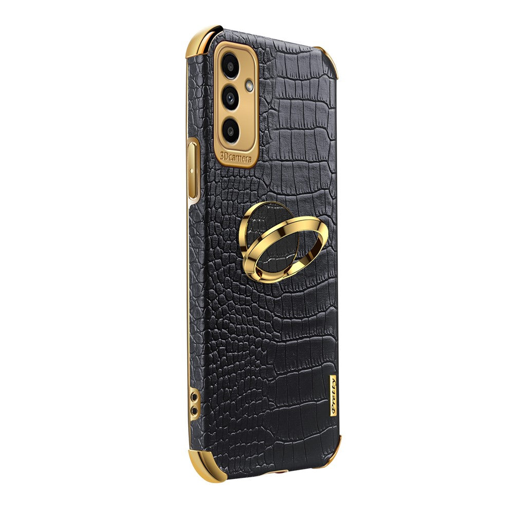 Galaxy A13 5G / A04s 4G Handyhülle – in Krokodil-Optik, veredeltem Rahmen & Ständer