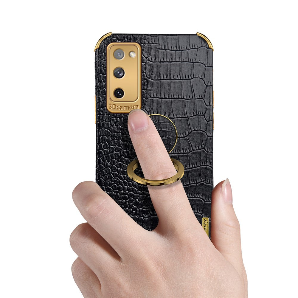 Galaxy S20 FE 2022/S20 FE/S20 FE 5G/S20 Lite Handyhülle – in Krokodil-Optik, veredeltem Rahmen & Ständer