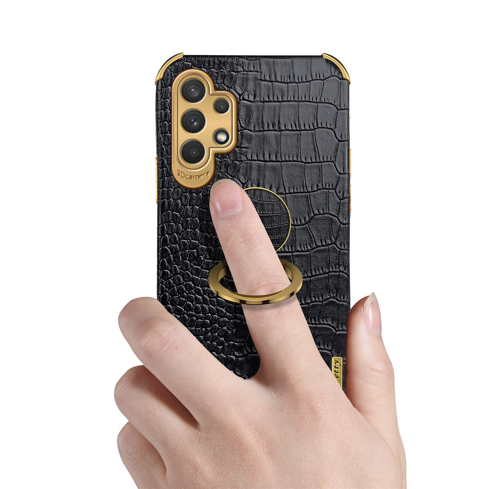 Galaxy A32 5G/M32 5G Handyhülle – in Krokodil-Optik, veredeltem Rahmen & Ständer