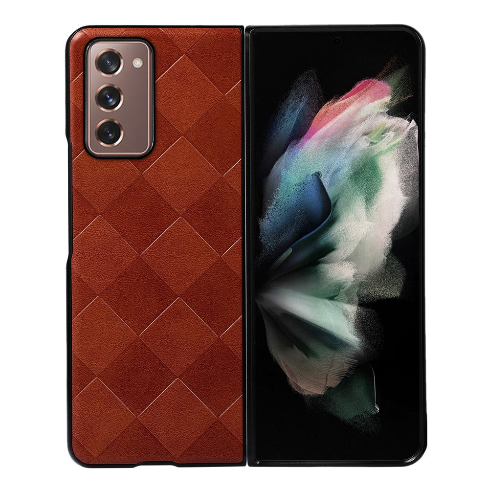 Galaxy Z Fold2 5G Hybrid-Handyhülle – Mit gitterartiger PU-Lederbeschichtung