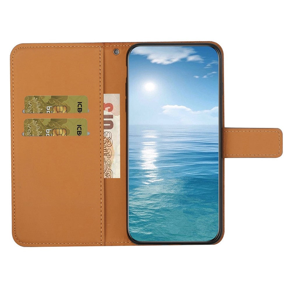 Galaxy A13 4G Leder-Wallet-Hülle – Blumenprägung – Mit Ständer & Riemen