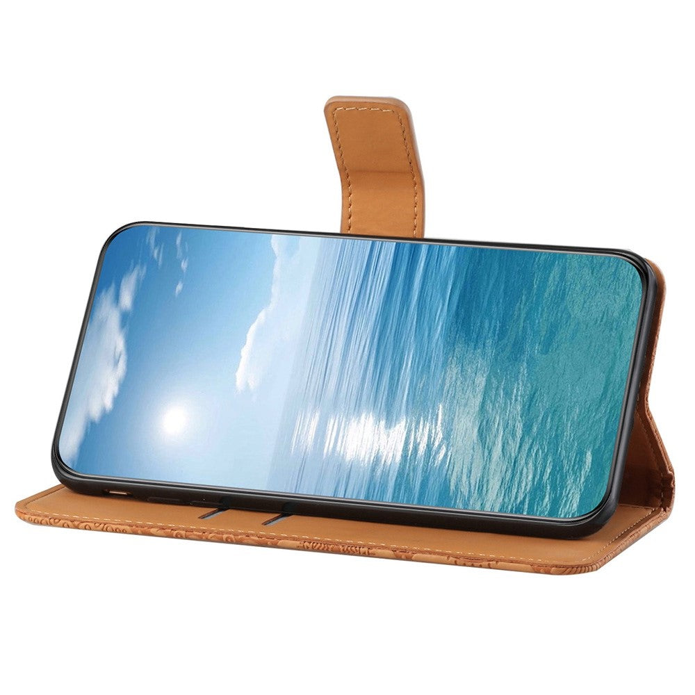 Galaxy A13 4G Leder-Wallet-Hülle – Blumenprägung – Mit Ständer & Riemen