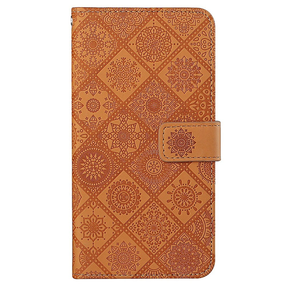 Galaxy A13 4G Leder-Wallet-Hülle – Blumenprägung – Mit Ständer & Riemen