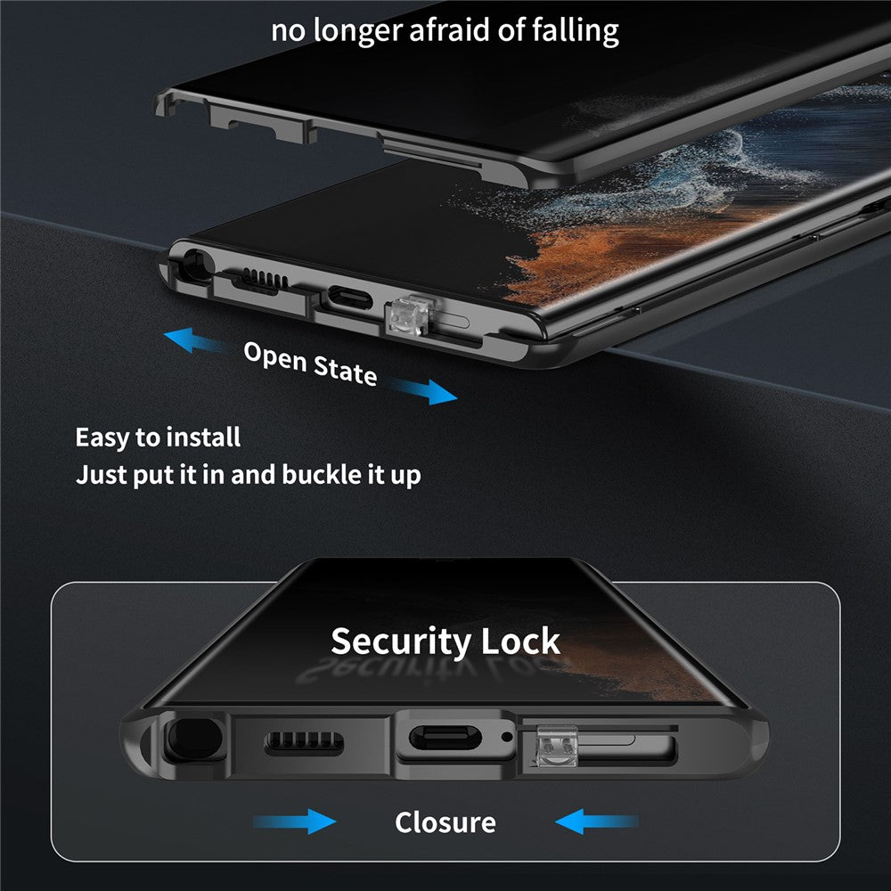 Galaxy S23 Ultra Anti-Spy-Hülle mit gehärtetem Glas