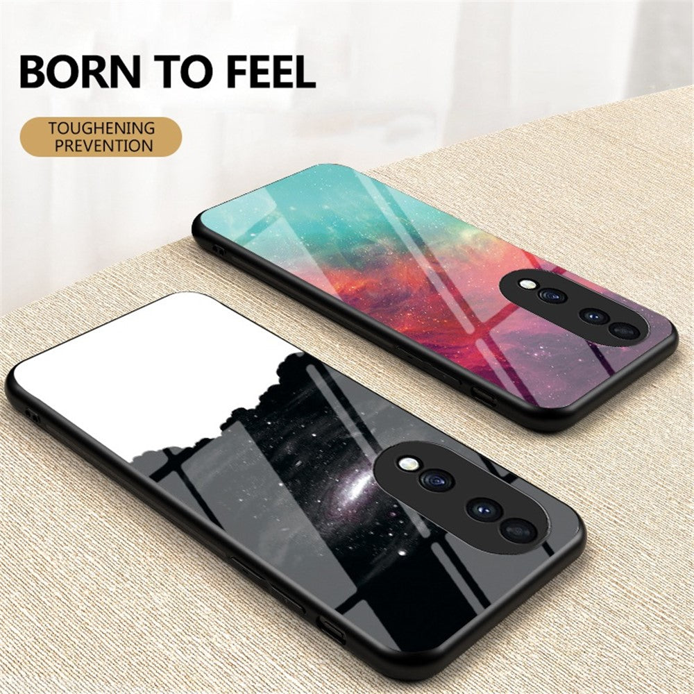For Honor 70 5G Anti-scratch Phone Case Tempered Glass+Hard PC + Soft TPU Starry Sky Pattern Phone Cover