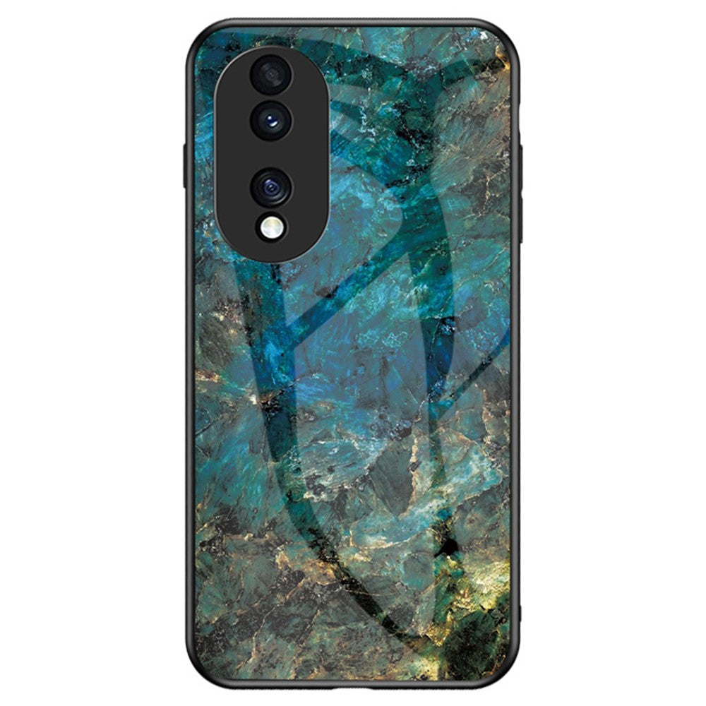 For Honor 70 5G Slim Marble Pattern Tempered Glass + PC + TPU Hybrid Drop-proof Cover
