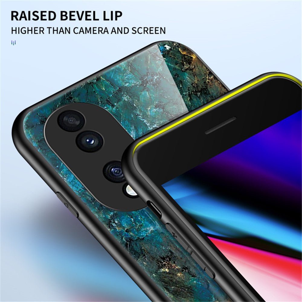 For Honor 70 5G Slim Marble Pattern Tempered Glass + PC + TPU Hybrid Drop-proof Cover