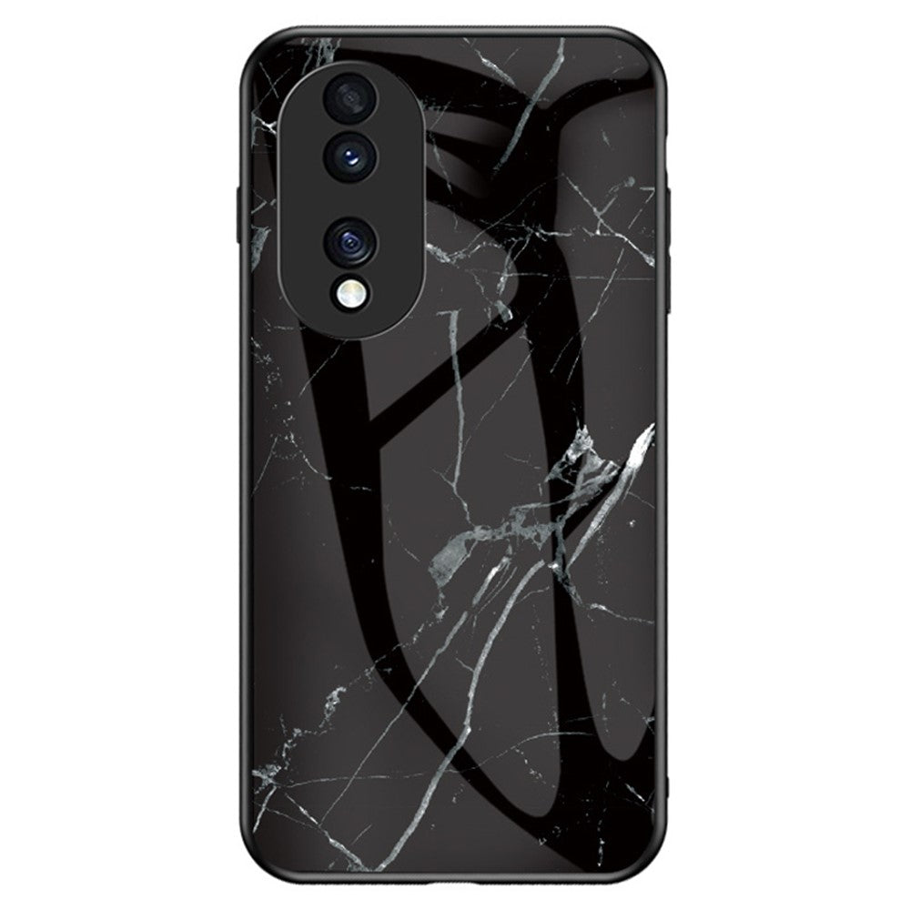 For Honor 70 5G Slim Marble Pattern Tempered Glass + PC + TPU Hybrid Drop-proof Cover