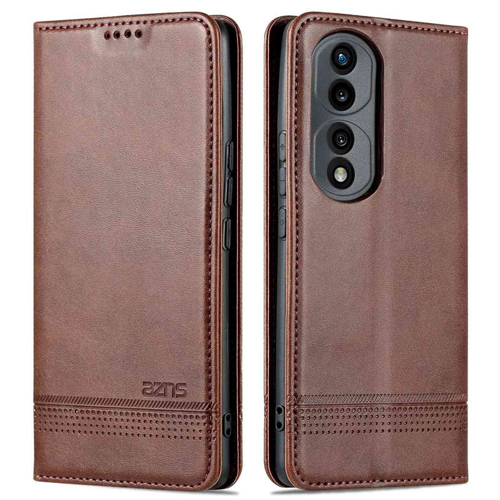 AZNS For Honor 70 5G Shockproof PU Leather Wallet Flip Cover Hidden Magnetic Absorption Stand Folio Phone Case