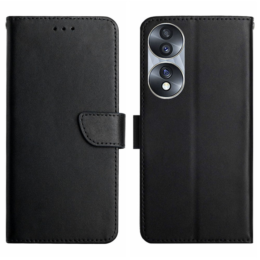 Anti-drop Phone Case for Honor 70 5G, Nappa Texture Genuine Leather Magnetic Closure Stand Scratch-resistant Phone Cover