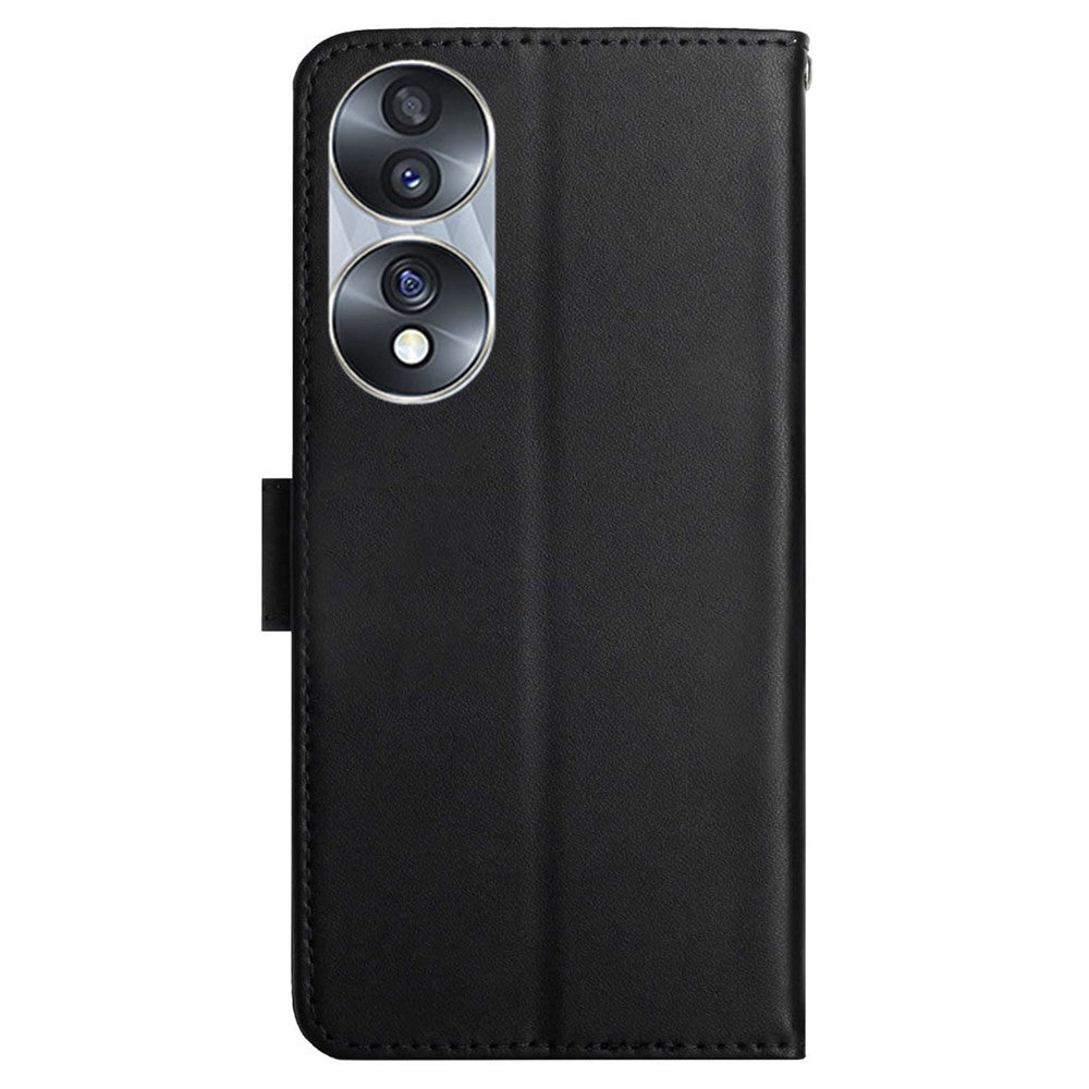 Anti-drop Phone Case for Honor 70 5G, Nappa Texture Genuine Leather Magnetic Closure Stand Scratch-resistant Phone Cover