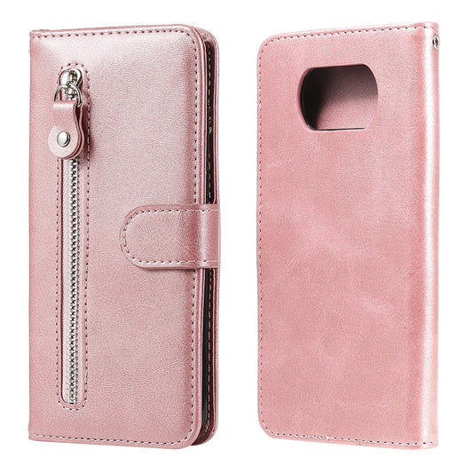 Zipper Pocket Leather Wallet Stand Case for Xiaomi Poco X3 / Poco X3 NFC