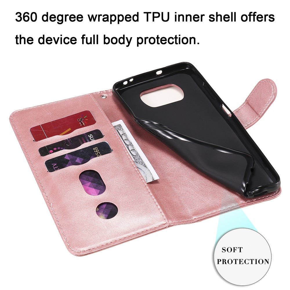 Zipper Pocket Leather Wallet Stand Case for Xiaomi Poco X3 / Poco X3 NFC