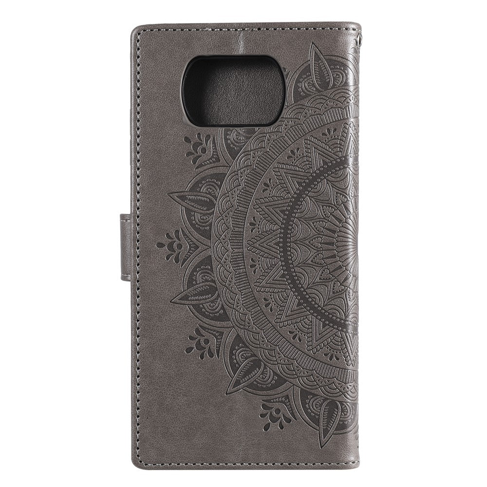 Imprinted Mandala Flower Wallet Leather Case with Strap for Xiaomi Poco X3 NFC / Poco X3 / X3 pro