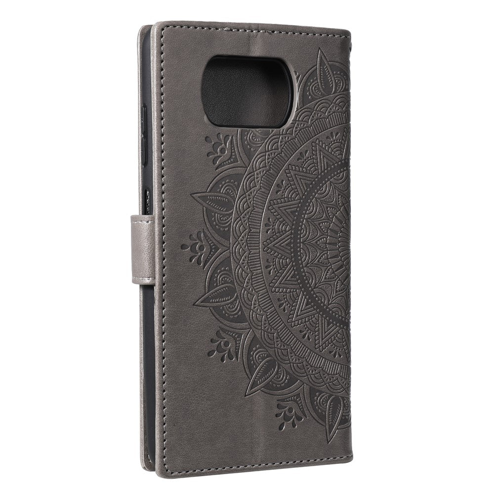 Imprinted Mandala Flower Wallet Leather Case with Strap for Xiaomi Poco X3 NFC / Poco X3 / X3 pro
