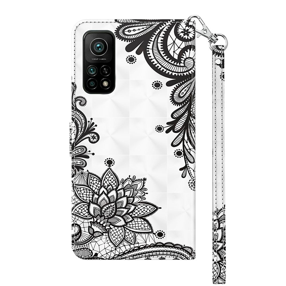 Wallet Stand Case for Xiaomi Mi 10T 5G/10T Pro 5G/Redmi K30S Pattern Printing Leather Shell with Lanyard