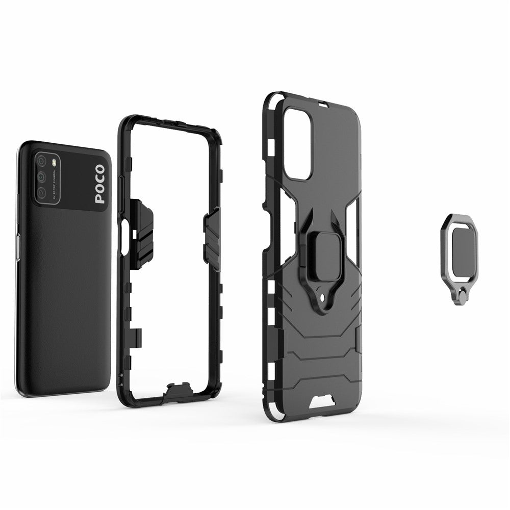 For Xiaomi Poco M3 Cool Guard PC + TPU Hybrid Mobile Case with Foldable Kickstand