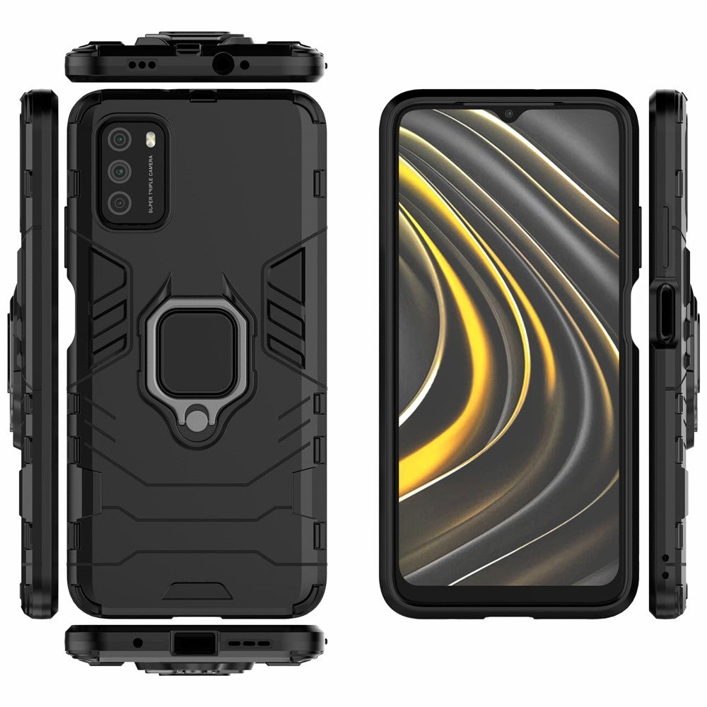 For Xiaomi Poco M3 Cool Guard PC + TPU Hybrid Mobile Case with Foldable Kickstand