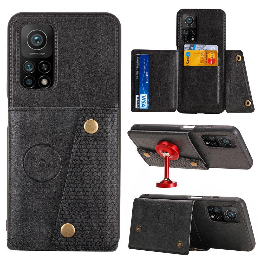 PU Leather Coated TPU Shell [Built-in Vehicle Magnetic Sheet] with Card Pocket for Xiaomi Mi 10T 5G/Mi 10T Pro 5G/Redmi K30S
