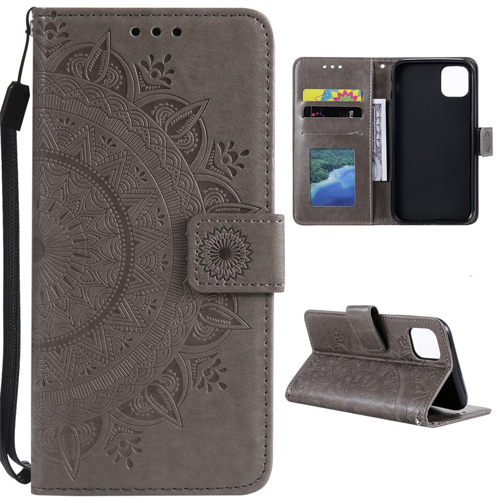 Imprinted Mandala Flower Wallet Leather Case with Strap for Xiaomi Mi 11